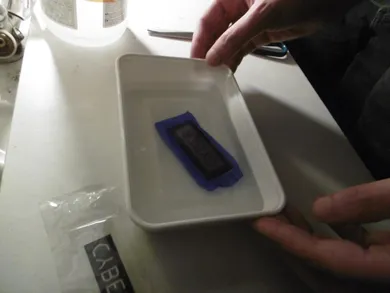 A masked copper sheet