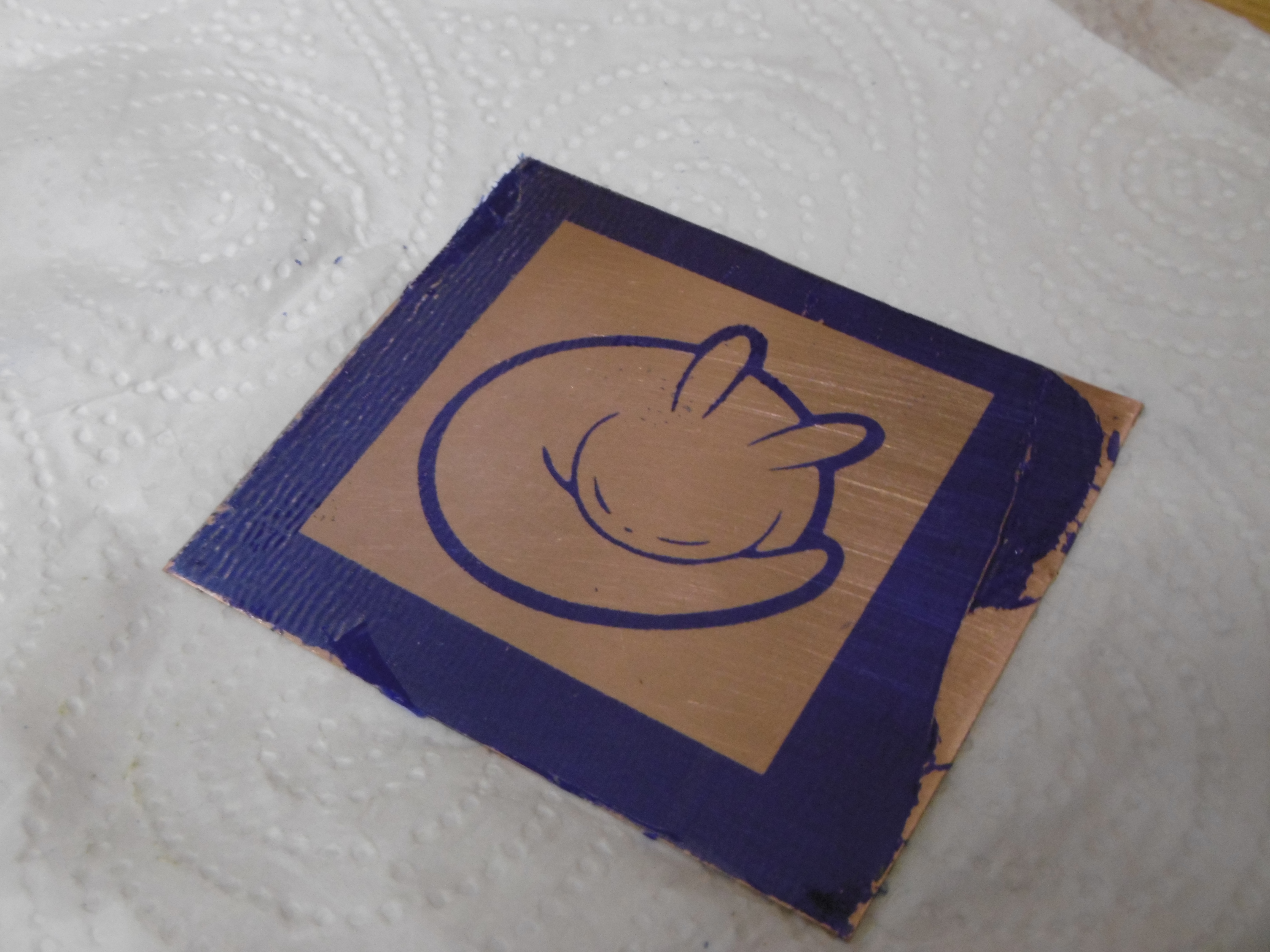 A masked copper sheet