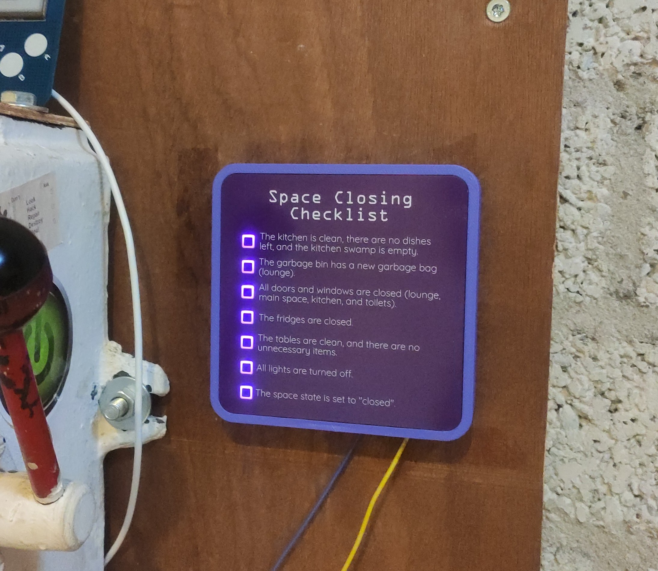 The mounted checklist