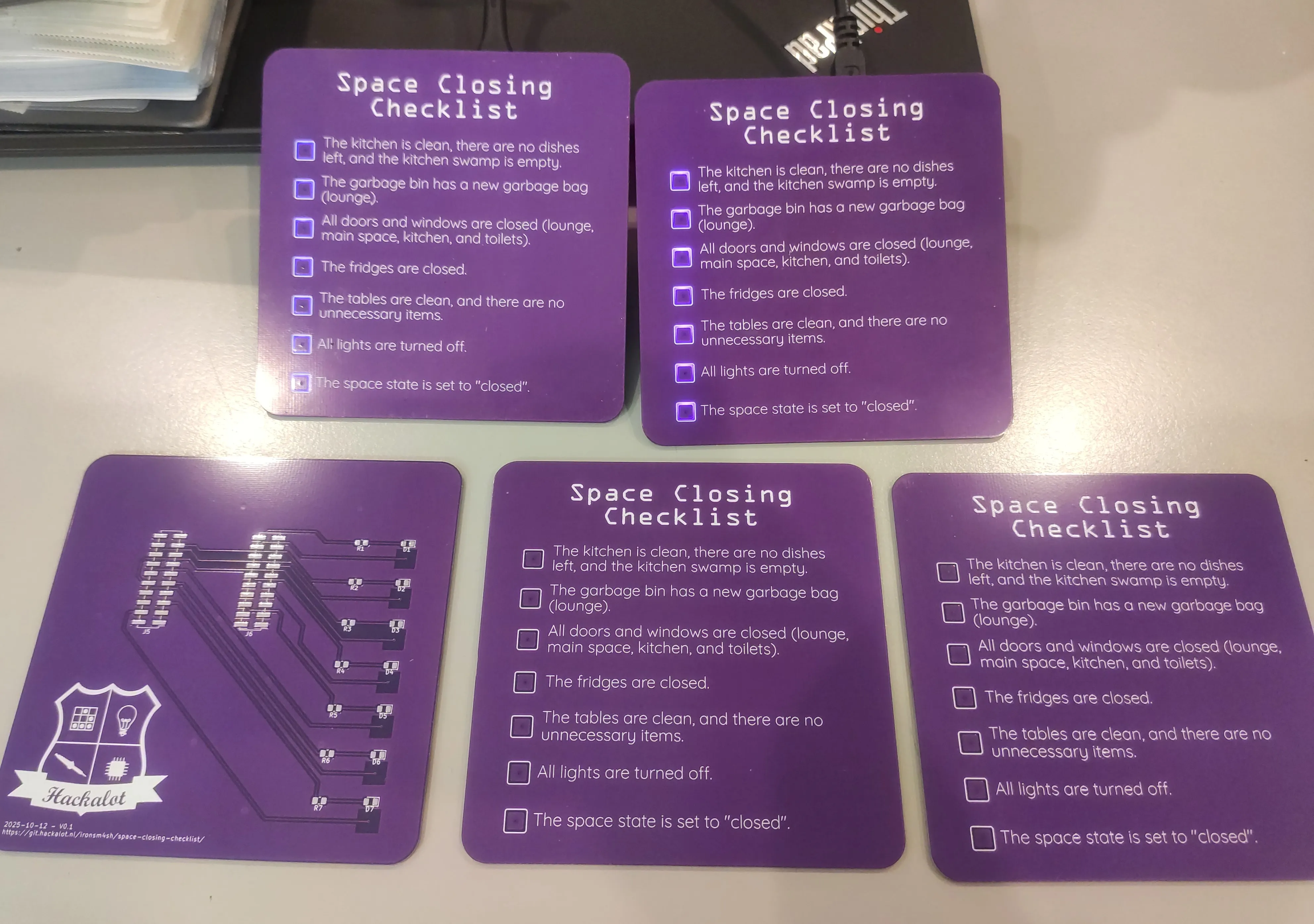 A collection of checklists